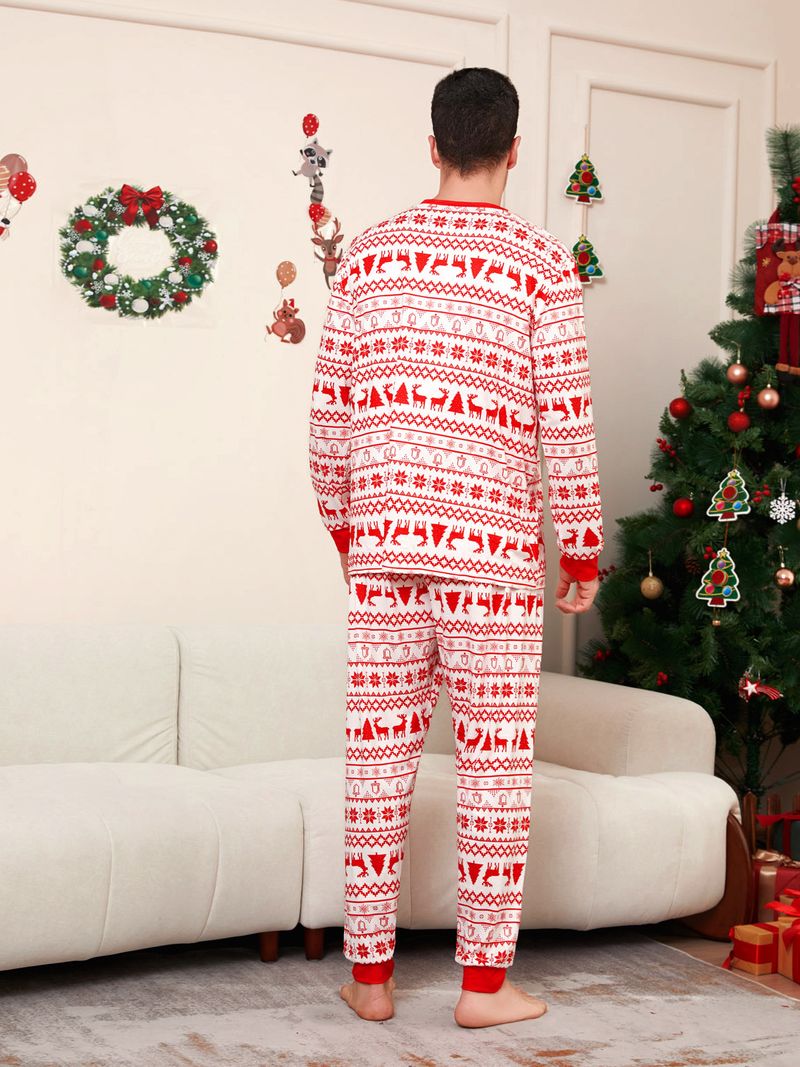 Julgranshjort snöflinga jul familjeklänning tryckt homestays pyjamas_voghion.com