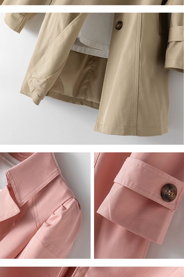 Trench slim fit da donna, giacca casual a maniche lunghe di media lunghezza con colletto a revers (cachi, rosa, nero, beige)_voghion.com