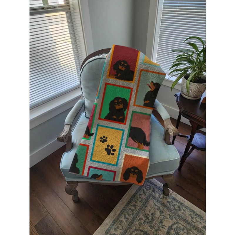 Cavalier Tan 50x60 Throw Quilted Of Lots And Black Pattern King Bed, For Quilted Artwork Couch, Charles Blanket Blanket Spaniel_voghion.com