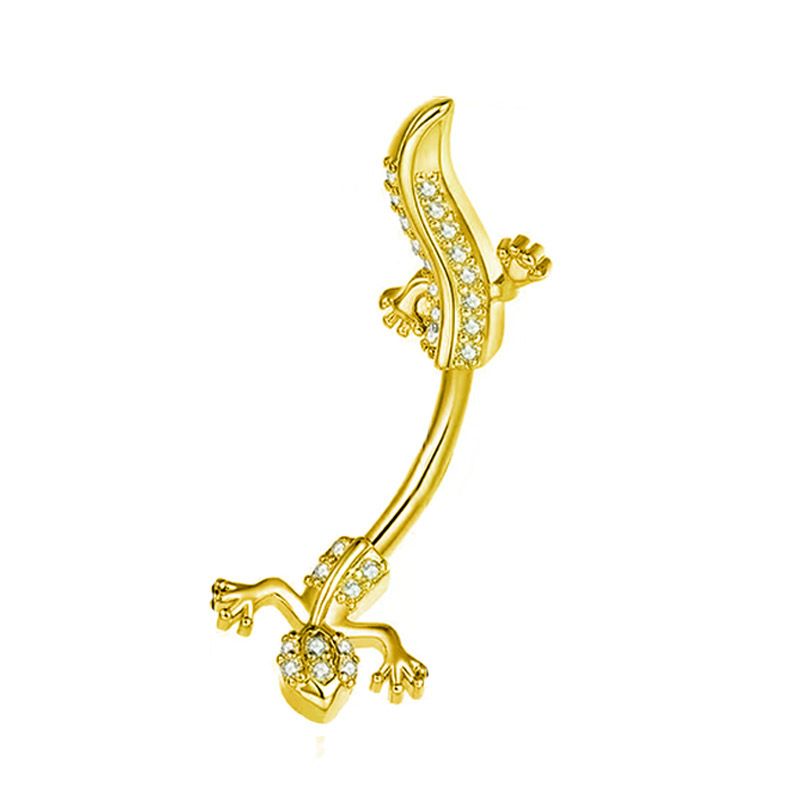 Grenzüberschreitender europäischer und amerikanischer Piercing-Bauchnabelpiercing mit Eidechsenmotiv und Diamanten_voghion.com