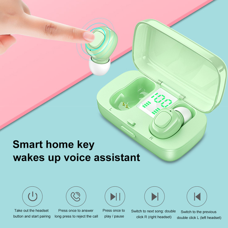 Bluetooth uyumlu Kulak İçi Müzik XG21 Kablosuz Gerçek Stereo 5.0 HiFi Mini Kulaklık Spor Kulakiçi_voghion.com