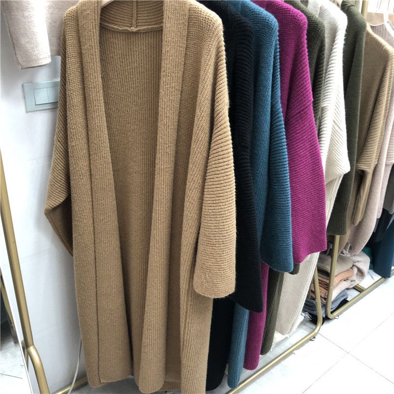 Mädchen Herbst Winter Lässiger Cool Temperament Einfarbiger Pullover Mantel Damenmode Locker gestrickte Strickjacke Vielseitig_voghion.com