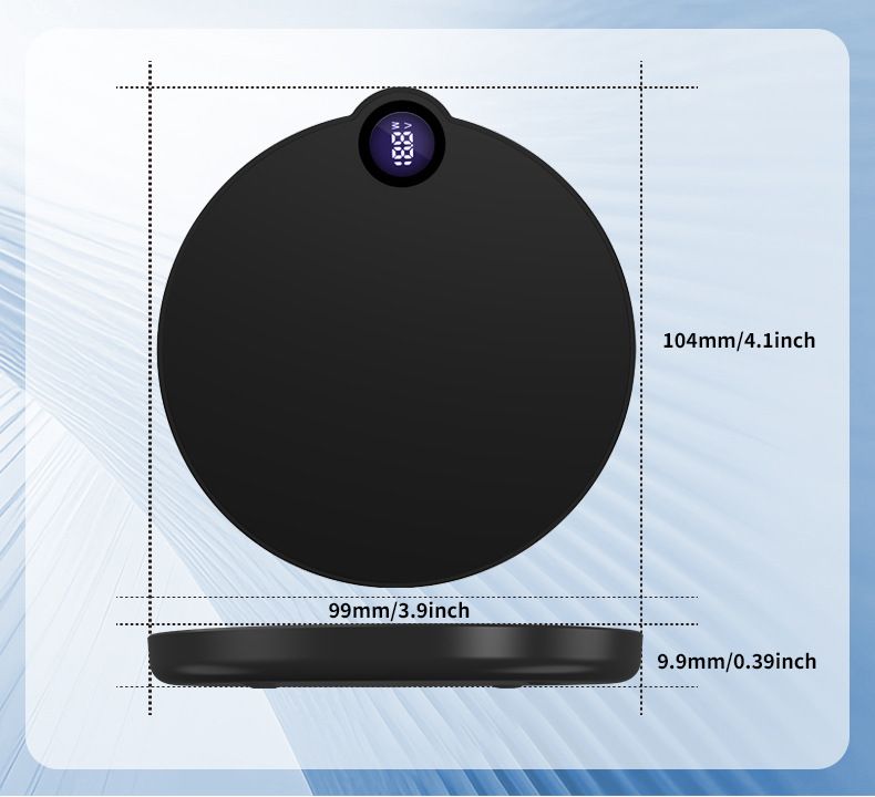 Smart Magnetic Wireless Charger With Digital Display – Qi-Certified 15W Fast Charging Pad, Compatible With IPhone, Samsung & More (Black)_voghion.com