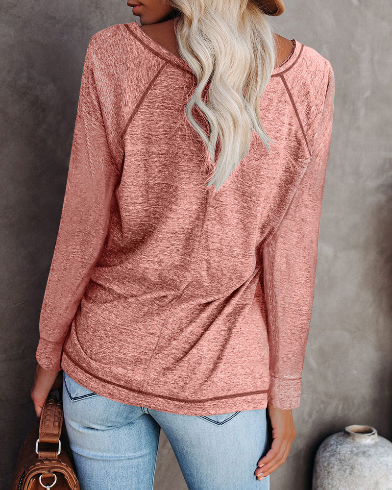 2025 Autumn/Winter New Colored Cross Fit Long Sleeve Casual T-shirt Split Women's Top_voghion.com