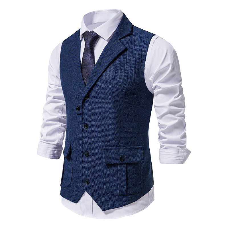 2024 Casual Business Herringbone Wollanzug, Weste, Männernei Stil_voghion.com