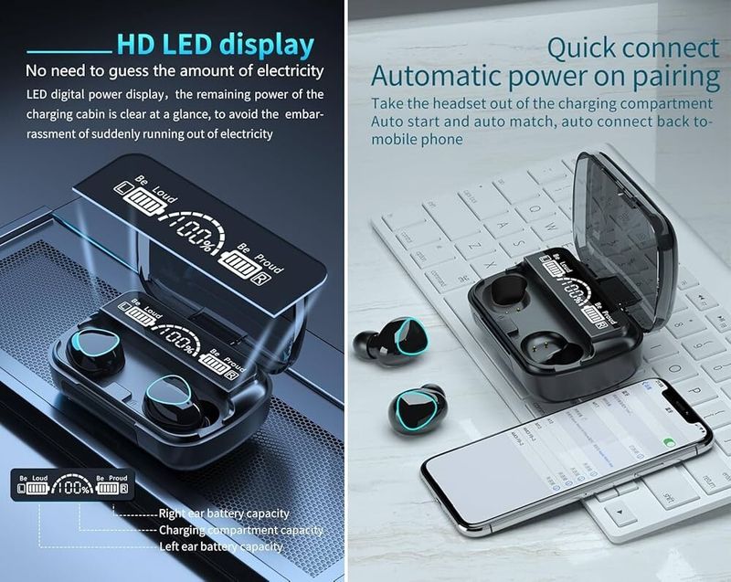 Bluetooth Wireless Kopfhörer Ohrhörer TWS Mini In-Ear Pods für iPhone Android_voghion.com