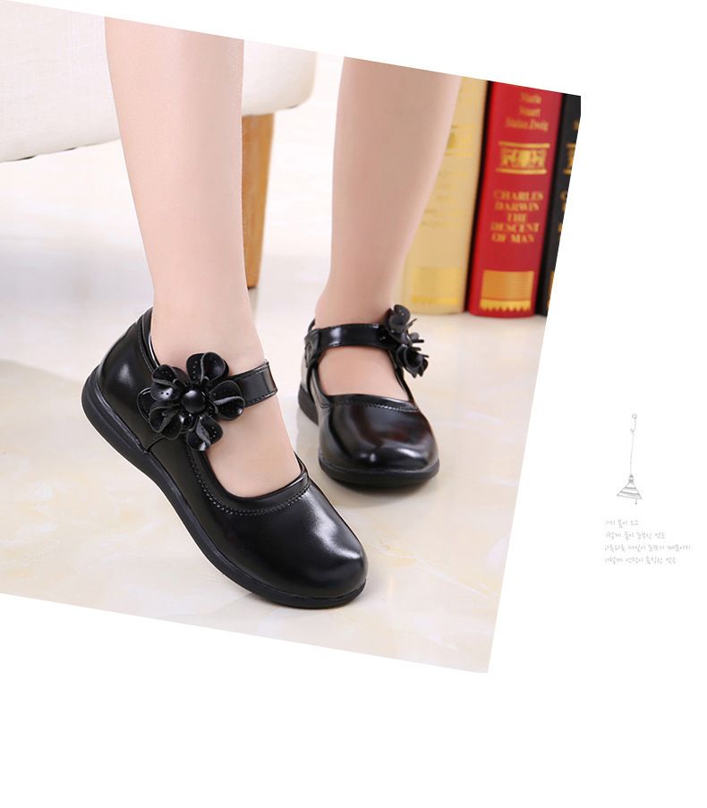 Schuhe für mittlere und große Kinderschuhe für Mädchen, schwarze Prinzessinnenschuhe 2024, Lederschuhe, koreanische Version für Leistungsstudenten_voghion.com