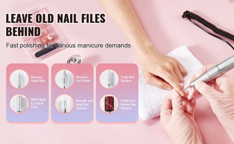 VEVOR Electric Rechargeable Nail Drill, 35,000RPM Portable Cordless Nail E File Machine, LCD-Display Acrylic Gel Grinder Tool With 6 Bits And 50PCS Sanding Bands For Manicure Pedicure Carve Polish_voghion.com