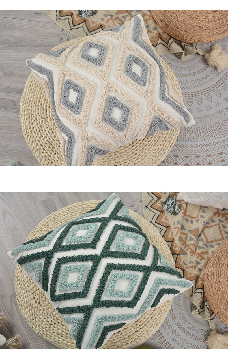 Getuftetes Kissen-Set – Moderne minimalistische Stickerei- und Patchwork-Sofa-Kissen mit PP-Baumwollfüllung, 45 x 45 cm_voghion.com