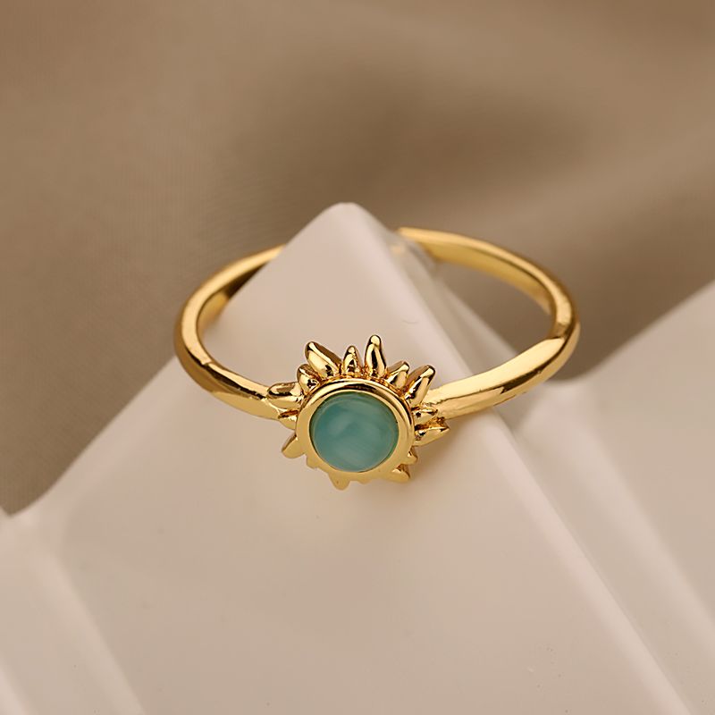 Fashion STAINLESS Steel Sonn Opal Fir Won Gold Faarf Koppel Réng Ästhetesch Engaent Hochzäit Ring Bijouen Party Cadeau Bague_voghion.com