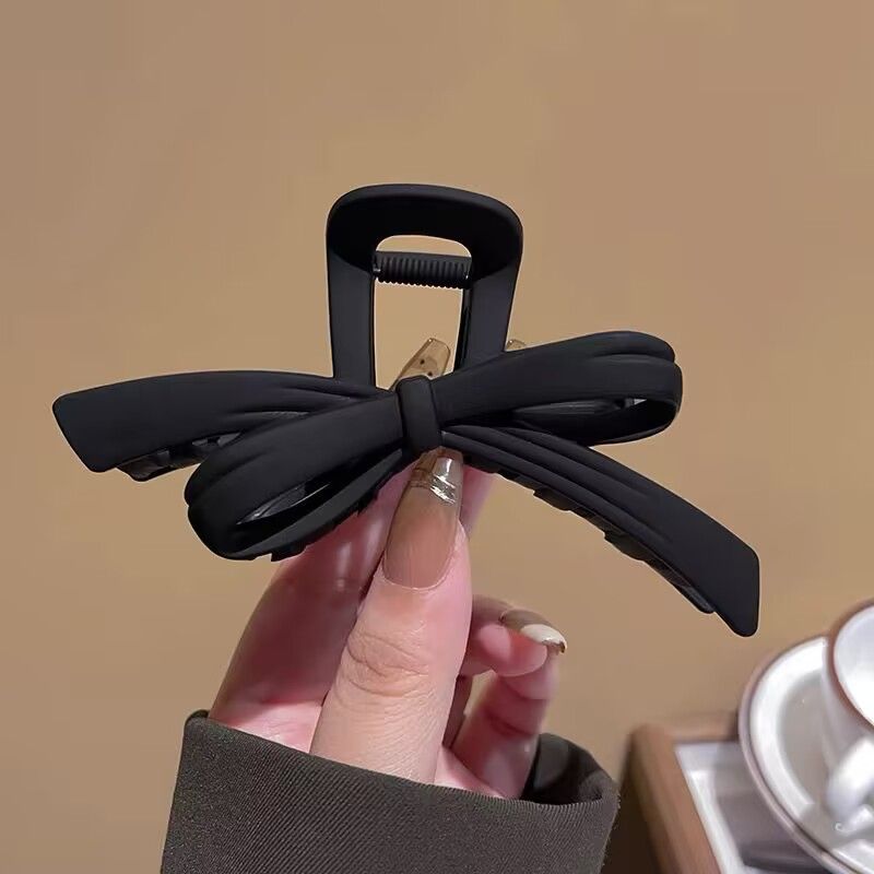 New frosted high grade bow tie matte clip large simple shark clip back of the head Maillard style hairpin_voghion.com