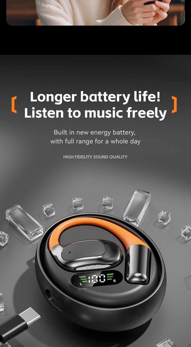 AI Translation Non-In-Ear Over-Ear Rotating Design Fire Wheel Bluetooth Earphones Open-Back_voghion.com