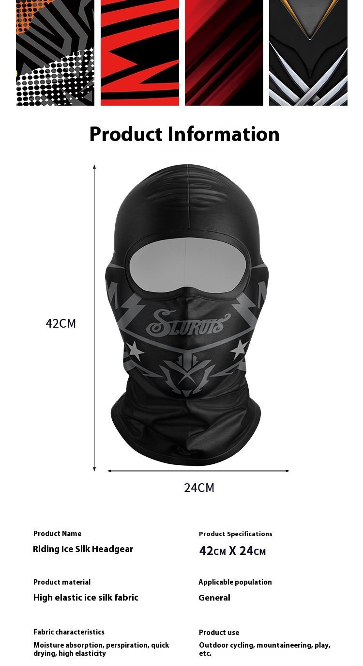 Protetor solar de verão para motocicleta, capa de cabeça de seda gelada, chapéu interno para capacete de bicicleta ao ar livre, máscara de equitação à prova de vento e poeira_voghion.com