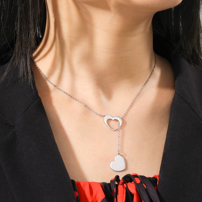 Skyrim Fashion Geometrische Ronde Hart Choker Ketting voor Vrouwen Roestvrij Staal Minimalistische Eenvoudige Sleutelbeen Halsketting_voghion.com