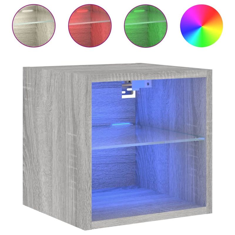 TV-Wandschränke mit LED-Leuchten 2 Stk. Grau Sonoma_voghion.com