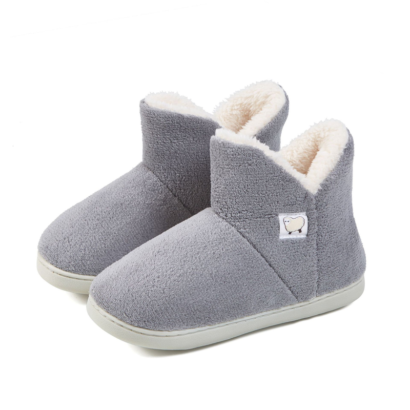Warme winter zachte dikke zool hoge buis met pluche geheugen voor thuis postpartum schoenen, katoenen pantoffels_voghion.com