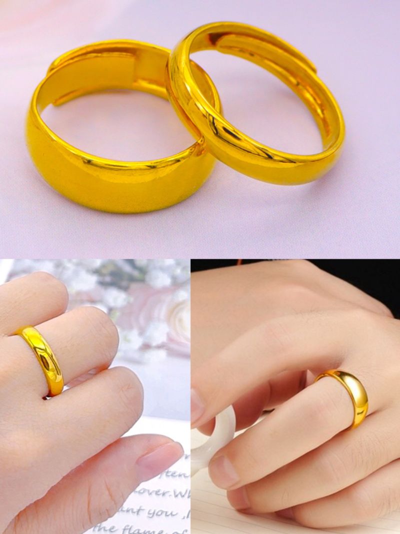 Sandgoldener Ring für Paare in Hochzeitsfarbe, mit glatter, plattierter Oberfläche, die lange nicht verblasst._voghion.com