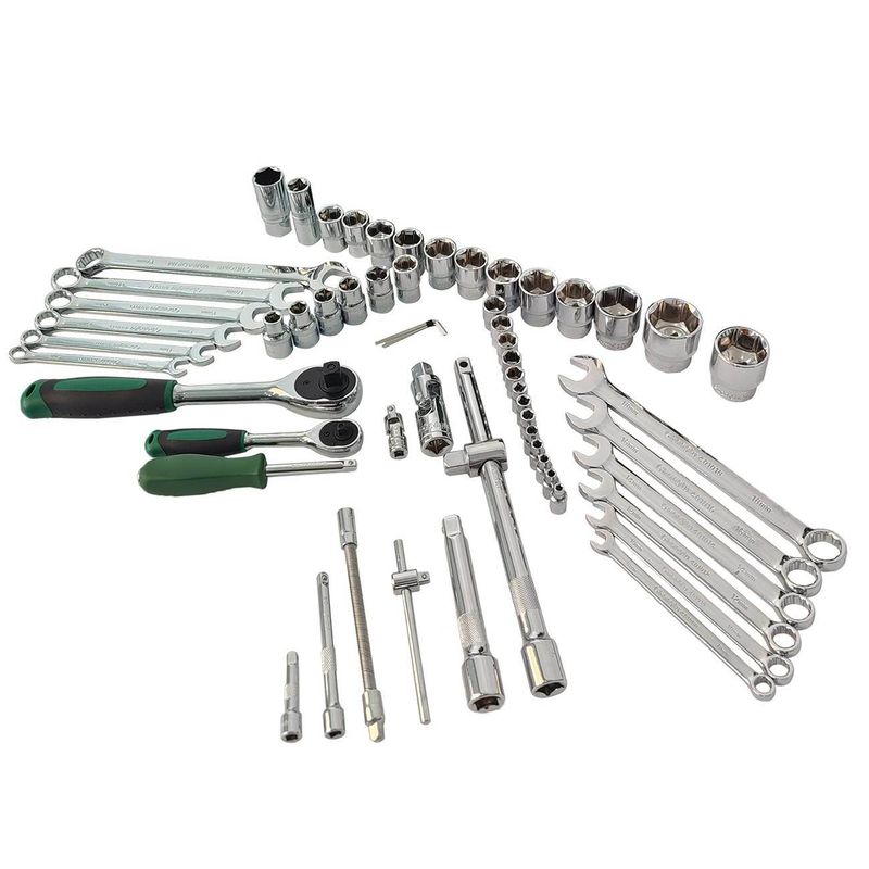 61-Piece Mechanics Tool Set, 1/2" & 1/4" Socket Tool Set - Including Ratchet Set Metric Drive Socket Wrenches Set, for Auto Repair Machine Repair_voghion.com