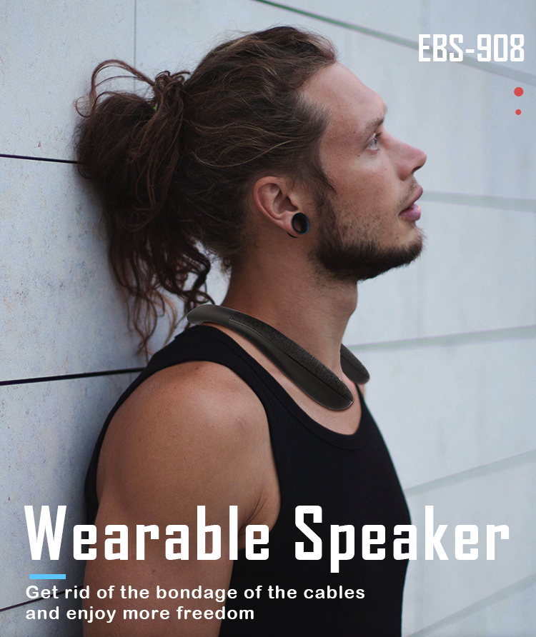 Neck Mount Bluetooth Speaker Wireless Wearable True Stereo Personal PortableSpeaker With Microphone Subwoofer Outdoor_voghion.com