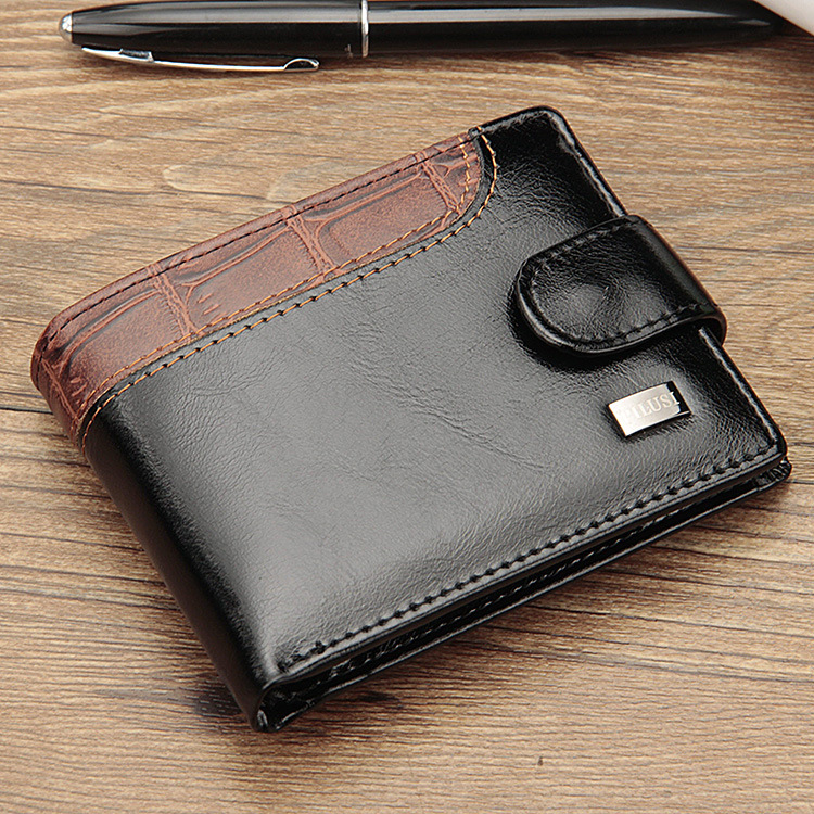 2023 New Patchwork Leather Men Wallets Short Male Purse with Coin Pocket Card Holder Brand Trifold Wallet Men Clutch Money Bag_voghion.com