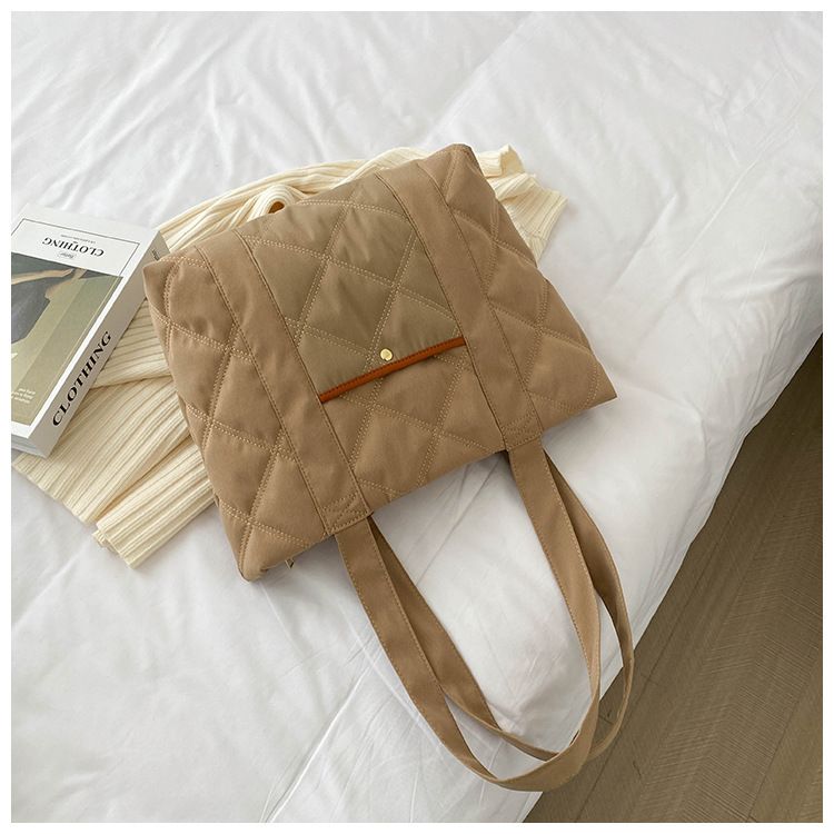 Borsa a tracolla da donna Chao Fashion, borsa a tracolla imbottita in cotone, semplice borsa tote di grande capacità_voghion.com