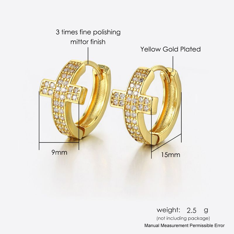 Orecchini Hip Hop da Uomo con Fibbia a Croce e Diamante Pieno e Micro Set Zircone_voghion.com