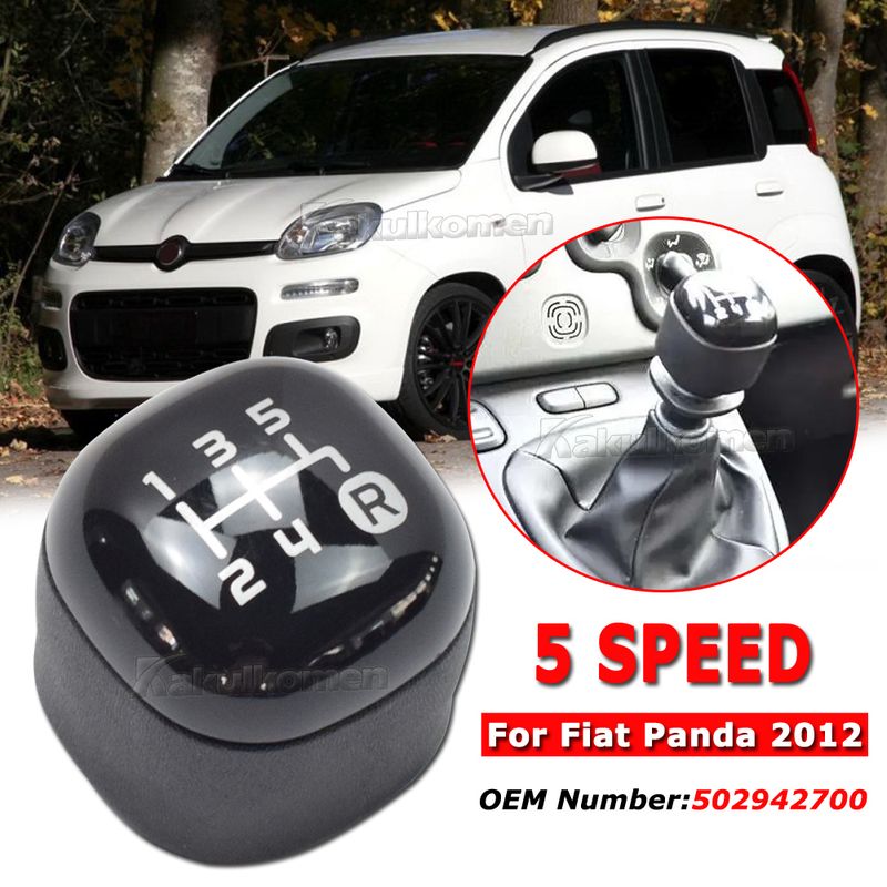 Upgrade Your Fiat For Panda's Interior with this Sleek Black 5 Speed Gear Knob Stick Button 2012 and newer_voghion.com