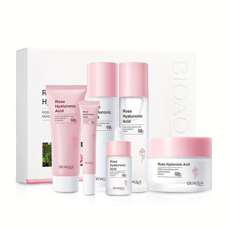Set idratante per la cura della pelle, 6 pezzi, all'acido ialuronico alla rosa_voghion.com
