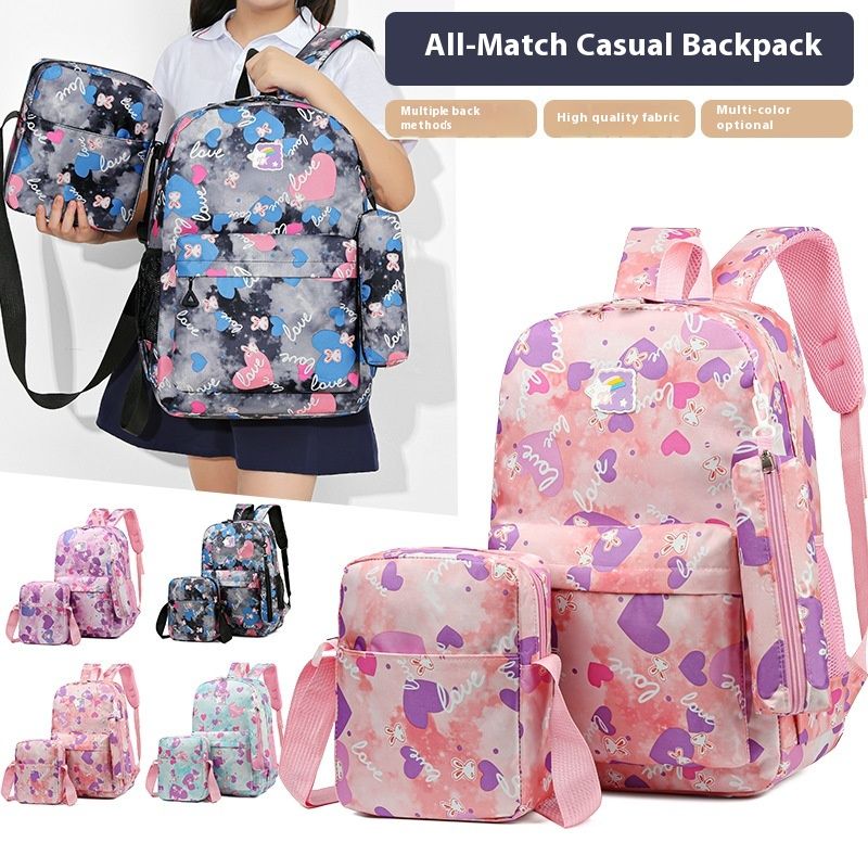 New Three Piece Backpack Sweet And Cute Casual Travel Backpack With Large Capacity For Primary And Secondary School Students_voghion.com