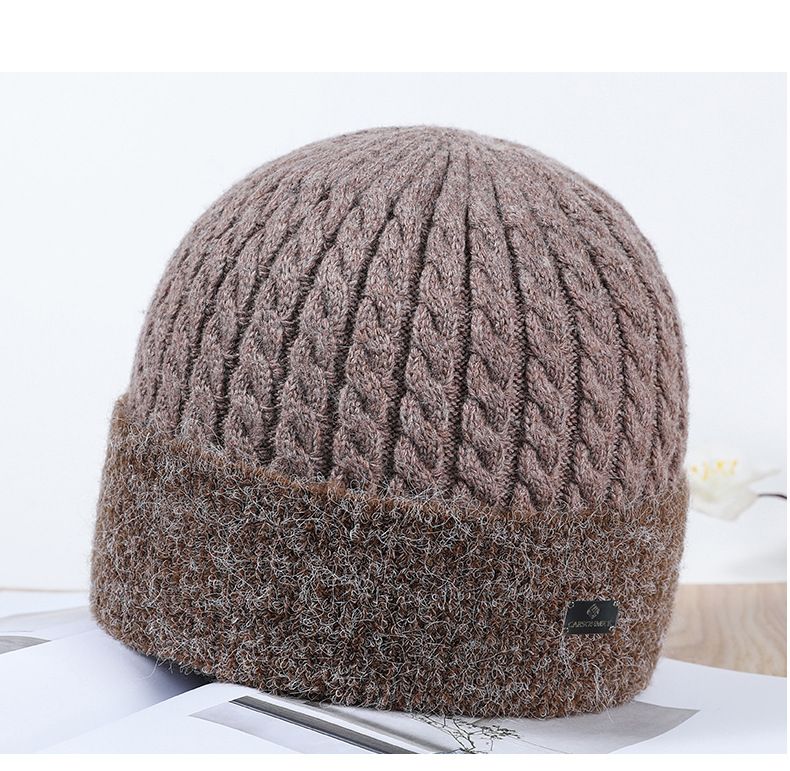 Nuovo cappello da uomo autunnale e invernale più caldo cappello lavorato a maglia spesso in velluto collo linea di lana paraorecchie da esterno_voghion.com
