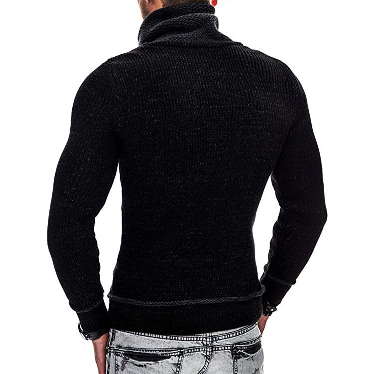 Roupas masculinas outono e inverno moda masculina suéter manga comprida gola alta bolso malha suéter masculino clot masculino_voghion.com