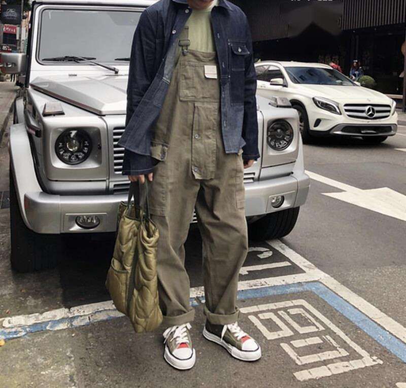 Amerikanska casual jumpsuit med strumpebandshållare för män, Amikaki trendiga märkeslösa camisolbyxor för arbetare_voghion.com
