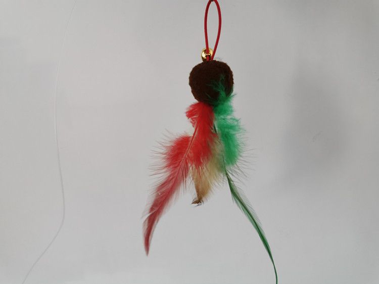 Bacchetta per gatti in filo d'acciaio con piume e palline soffici, teste di ricambio confezionate singolarmente_voghion.com