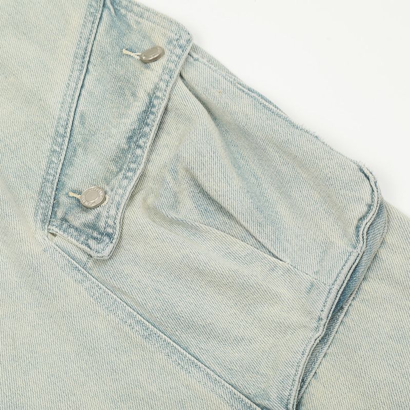 Pantaloni cargo larghi e stropicciati da uomo, in denim lavato vintage, di marca alla moda, di alta qualità, con gamba larga e stropicciata_voghion.com