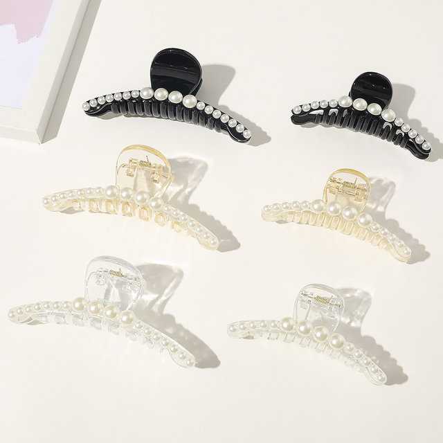 AWATYR Elegant Hyperbole Big Pearls Acrylic Hair Claw Clips Big Size Machiaj Hair Styling Barrettes pentru femei Accesorii de păr_voghion.com