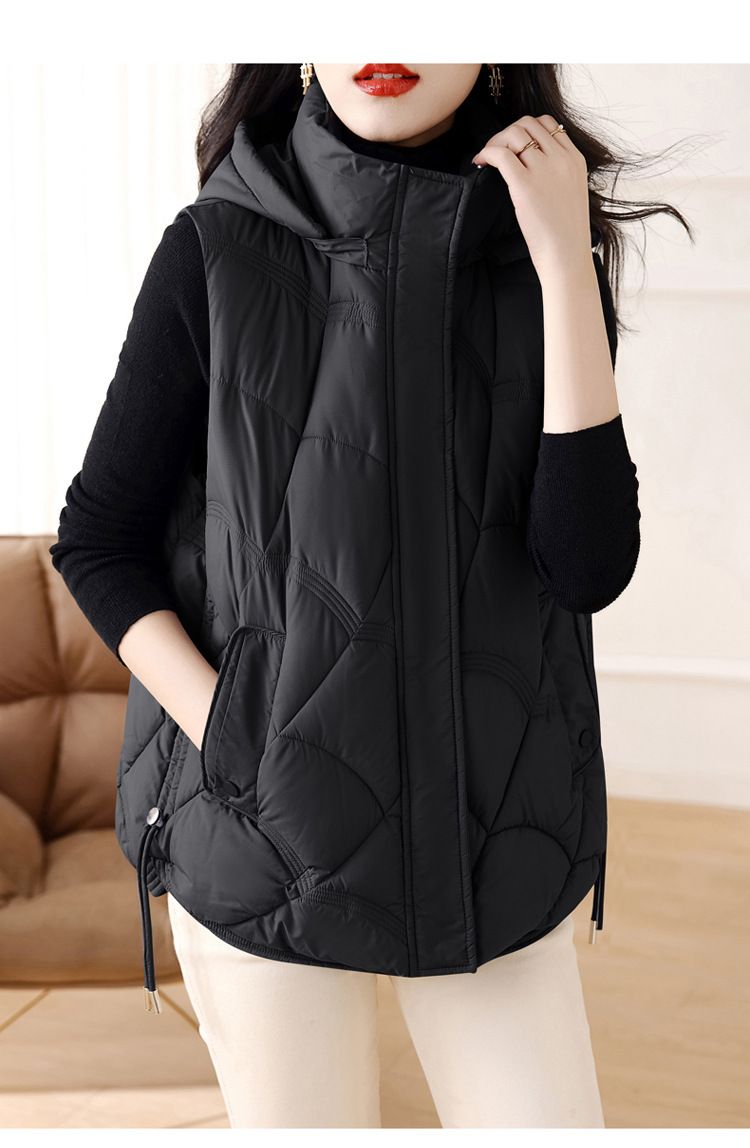 Gesteppte Pufferweste für Damen mit Stehkragen, leichte ärmellose Jacke für Herbst und Winter, schmal geschnittene Weste mit Reißverschluss in Unifarben_voghion.com