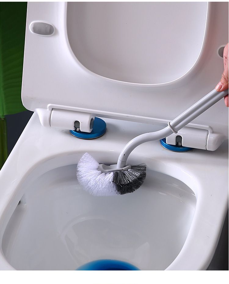 Toilettenbürste mit langem Griff und Wandhalterung – 360°-Tiefenreinigungsborsten für schwer erreichbare Stellen, rostfrei und spritzfrei_voghion.com