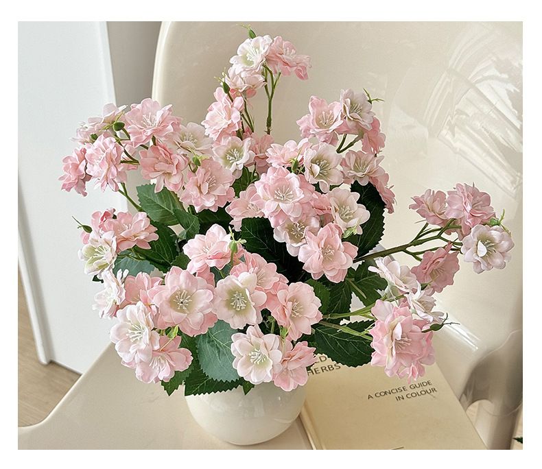 Elegant Jasmine Artificial Flowers For Home Décor, Wedding, Photography & Events - Set Of 6 Colors White, Blue, Light Pink, Light Purple, Deep Pink_voghion.com