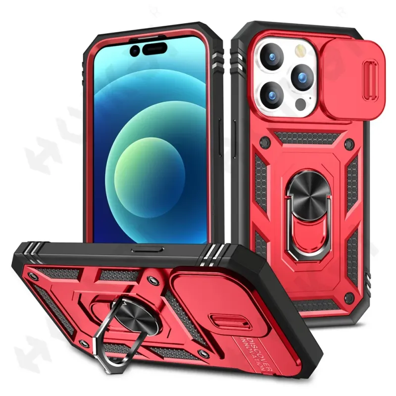 Case For 16 Iphone 15 Max 14 Pro 13 12 11 Slide Camera Heavy Duty Build In 360 Degree Rotate Kickstand Cover_voghion.com
