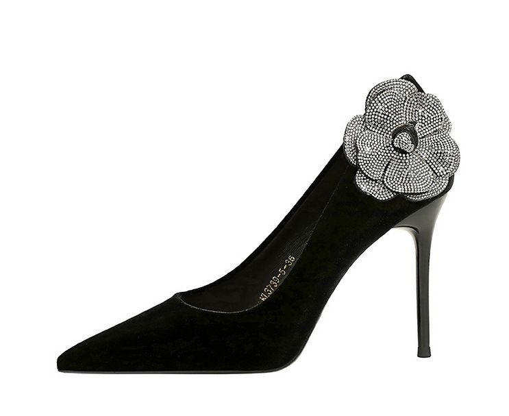 3739-H59L Wind slimming Water Diamond Side Flower Xishi Velvet Fine Super High Heels Single Shoes for Women_voghion.com