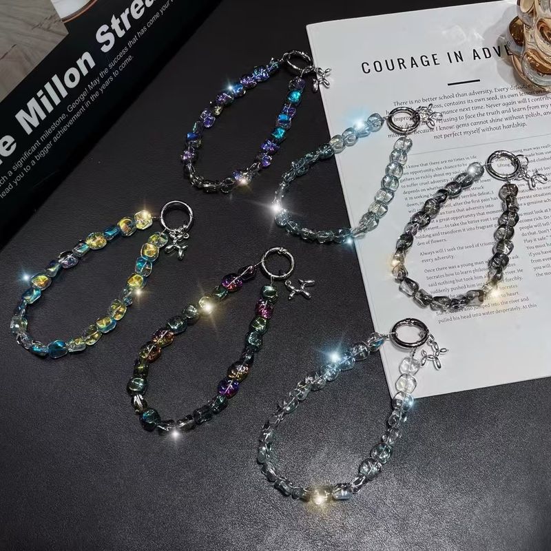 Phone Accessory Bundles & Sets Light Luxury Style Czech Crystal Stone Mobile Phone Chain Pendant Versatile Special Shaped Beaded Bracelet Lanyard_voghion.com