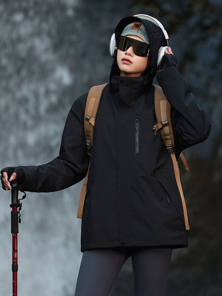 Herbst-Winter-Outdoor-3-in-1 für Männer und Frauen, winddicht, wasserabweisend, überdachbares Thermofutter, Wandern mit Kapuze_voghion.com