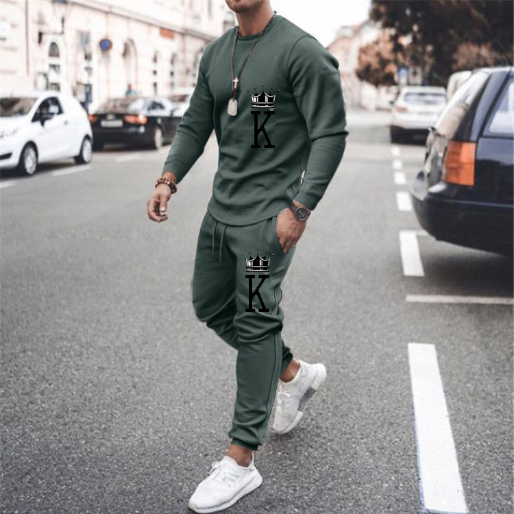 Men's Autumn Winter Sweatshirts Long Sleeve T-shirt Sets Letter Printed Men's Oversized Clothing T-shirt Fits Fashionable Sportswear Two Piece Set_voghion.com