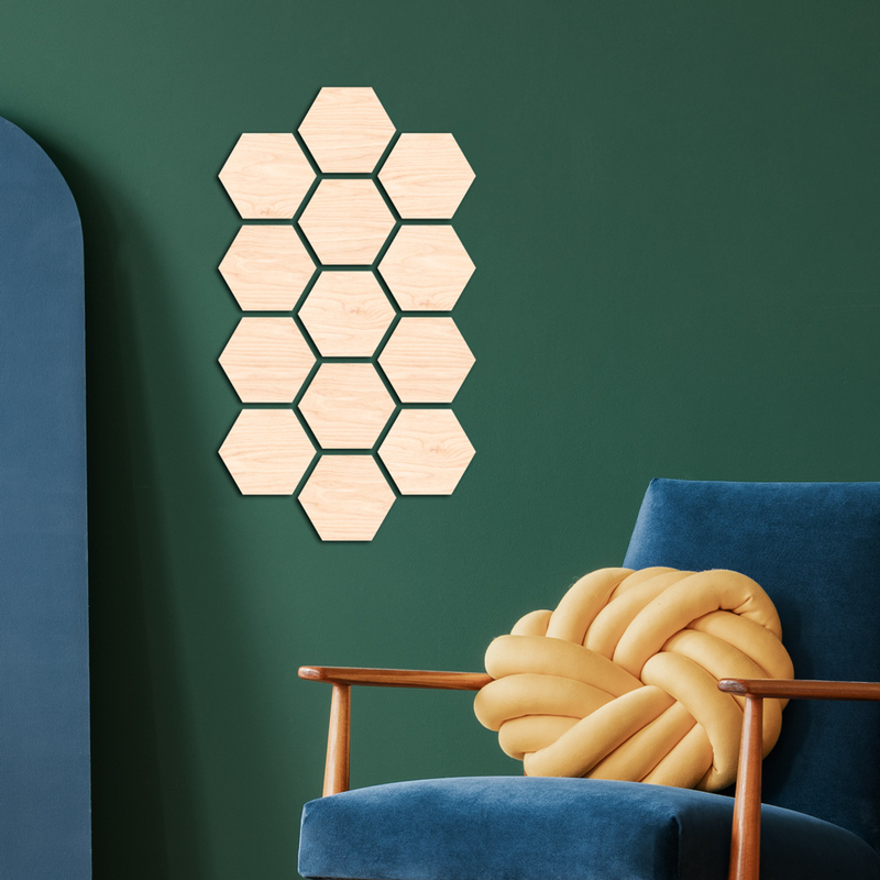 MZ164 Creative 3D Wooden Hexagonal Wall Decal Home Decoration DIY Wooden Wall Decal Hanger UV Printing 5mm_voghion.com