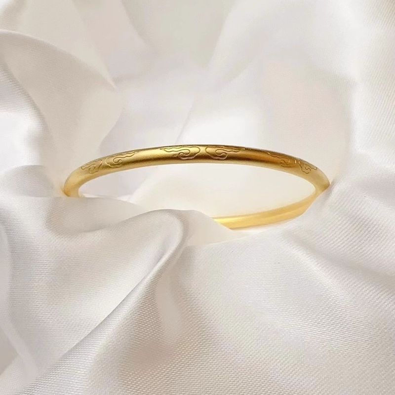 Vietnam sabbia oro antica legge eredità Xiangyun braccialetto ottone placcato oro cerchio mantra solido semplice anello braccialetto gioielli_voghion.com