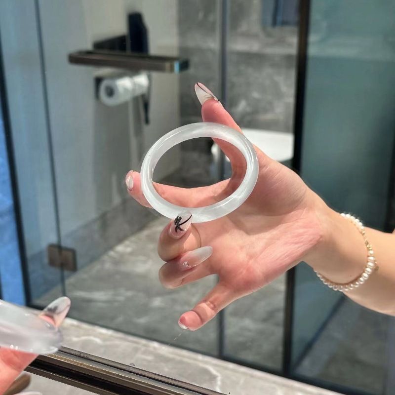 Braccialetto da donna con cristalli di agata, colore bianco chiaro di luna, di alta qualità, trasparente, effetto ghiaccio, con occhio di gatto_voghion.com