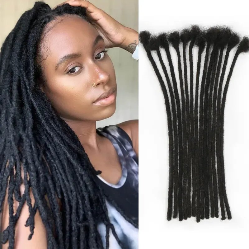 100% Human Hair Dreadlocks Extensions 0.6cm Width Thickness Crochet Handmade Locks_voghion.com