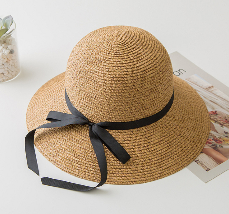 Nuovo cappello di paglia estivo per donna, cappello da pescatore alla moda, cappello da spiaggia, cappello da viaggio, cappello da sole pieghevole all'ingrosso_voghion.com