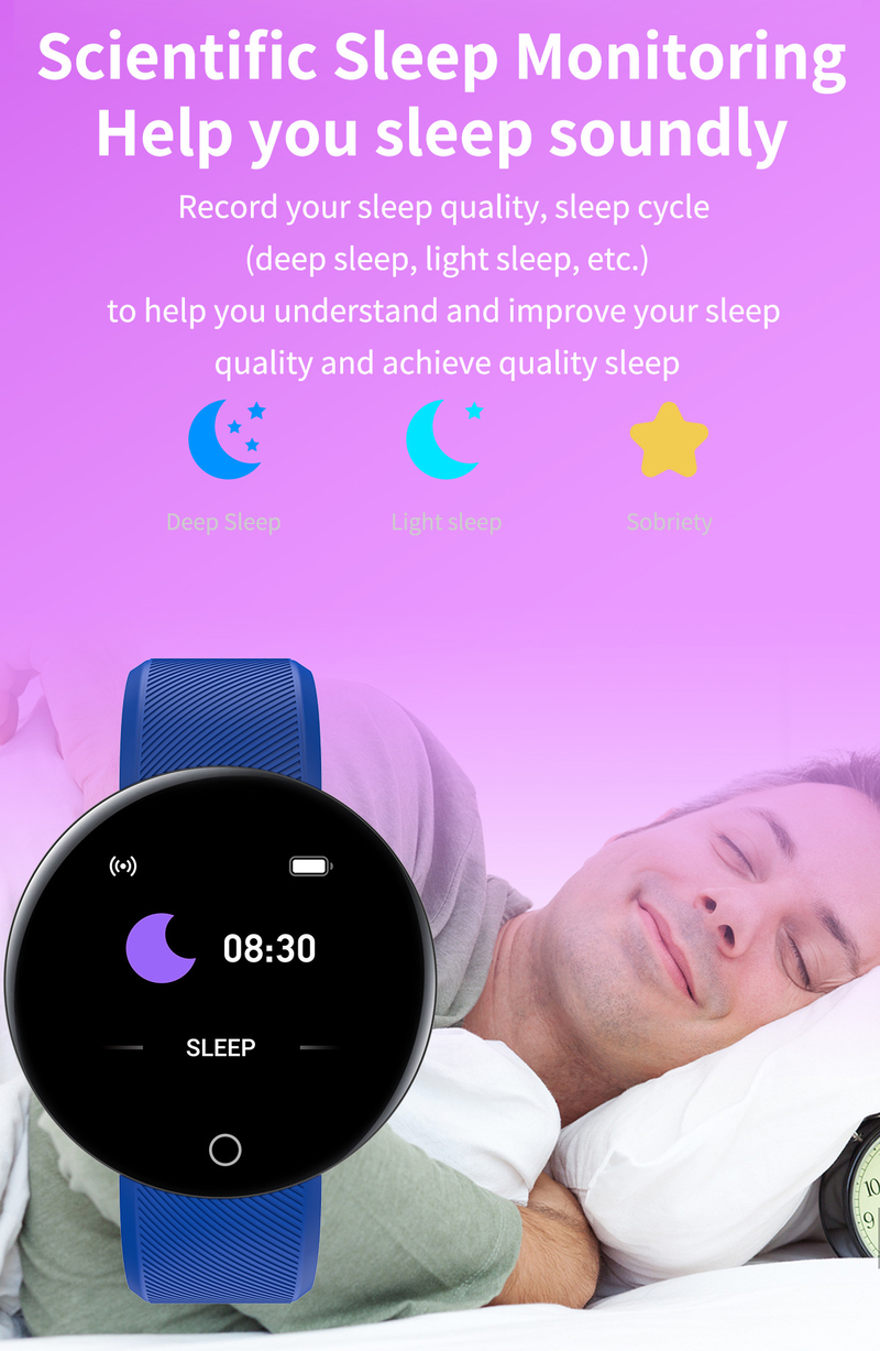 D18s Smartwatch Colore 1.44 Schermo Rotondo Frequenza Cardiaca, Pressione Sanguigna, Monitoraggio del Sonno, Movimento del Passo D18 Braccialetto Intelligente_voghion.com