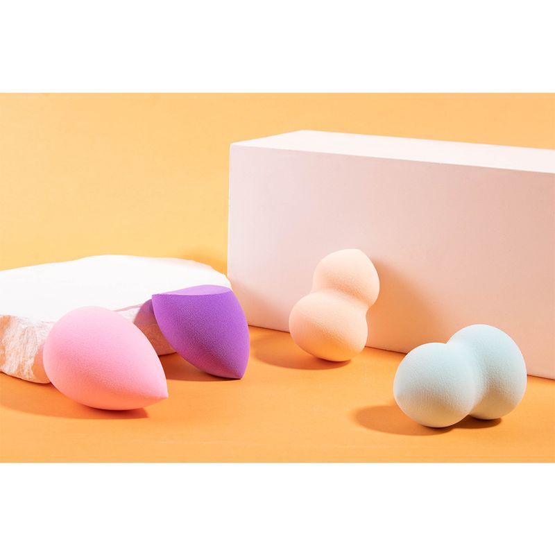 Confezione da 5 spugnette per il trucco a forma di cuore - Uso asciutto e bagnato, Beauty Blender non assorbente per un'applicazione impeccabile del fondotinta_voghion.com